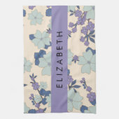 Blaue Blumen, violette Blumen, Blumen, Ihr Name Geschirrtuch (Vertikal)