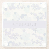 Blaue Blumen, violette Blumen, Blumen, Ihr Name Glasuntersetzer (Rückseite)