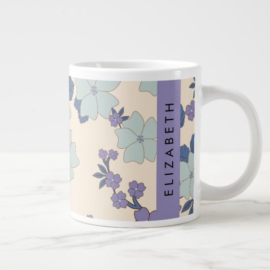 Blaue Blumen, violette Blumen, Blumen, Ihr Name Jumbo-Tasse (Rechts)