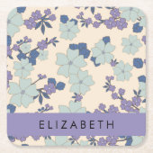 Blaue Blumen, violette Blumen, Blumen, Ihr Name Rechteckiger Pappuntersetzer (Vorderseite)