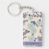 Blaue Blumen, violette Blumen, Blumen, Ihr Name Schlüsselanhänger (Vorderseite)