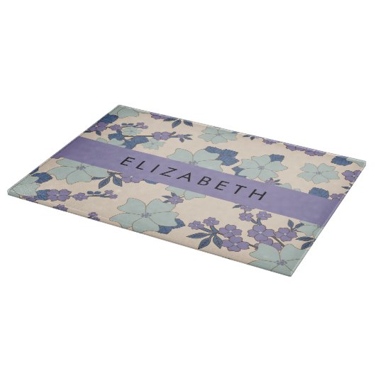 Blaue Blumen, violette Blumen, Blumen, Ihr Name Schneidebrett (Ecke)