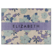 Blaue Blumen, violette Blumen, Blumen, Ihr Name Schneidebrett (Vorderseite)