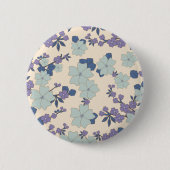 Blaue Blumen, violette Blumen, Blumenmuster Button (Vorderseite)
