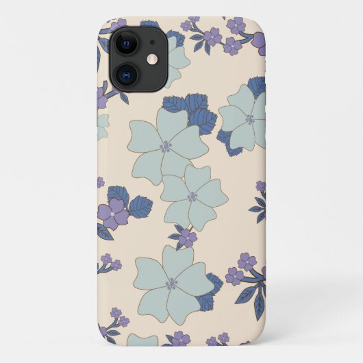 Blaue Blumen, violette Blumen, Blumenmuster Case-Mate iPhone Hülle (Rückseite)