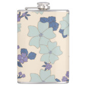 Blaue Blumen, violette Blumen, Blumenmuster Flachmann (Vorderseite)