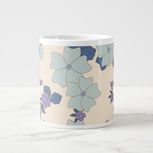 Blaue Blumen, violette Blumen, Blumenmuster Jumbo-Tasse (Vorderseite)