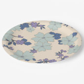 Blaue Blumen, violette Blumen, Blumenmuster Pappteller (Schrägansicht)