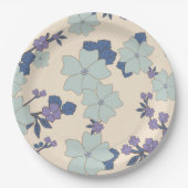 Blaue Blumen, violette Blumen, Blumenmuster Pappteller (Vorderseite)