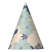 Blaue Blumen, violette Blumen, Blumenmuster Partyhütchen (Vorderseite)