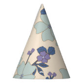 Blaue Blumen, violette Blumen, Blumenmuster Partyhütchen (Links)