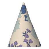 Blaue Blumen, violette Blumen, Blumenmuster Partyhütchen (Rechts)