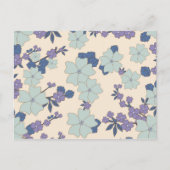 Blaue Blumen, violette Blumen, Blumenmuster Postkarte (Vorderseite)