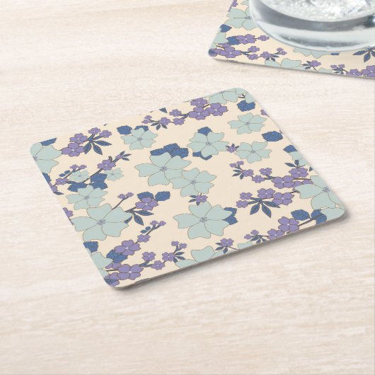 Blaue Blumen, violette Blumen, Blumenmuster Rechteckiger Pappuntersetzer (angewinkelt)