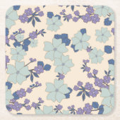 Blaue Blumen, violette Blumen, Blumenmuster Rechteckiger Pappuntersetzer (Vorderseite)