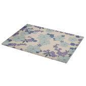 Blaue Blumen, violette Blumen, Blumenmuster Schneidebrett (Ecke)