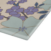 Blaue Blumen, violette Blumen, Blumenmuster Schneidebrett (Ecke)