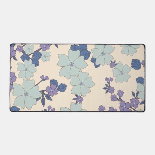 Blaue Blumen, violette Blumen, Blumenmuster Schreibtischunterlage (Vorderseite)
