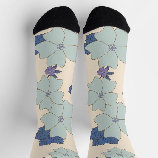 Blaue Blumen, violette Blumen, Blumenmuster Socken (Oben)