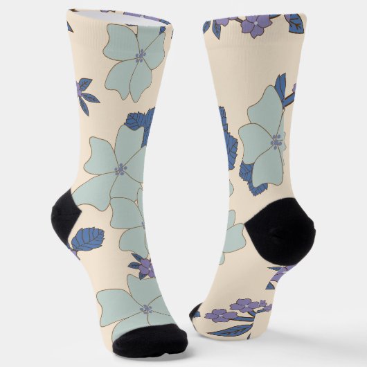 Blaue Blumen, violette Blumen, Blumenmuster Socken (Gewinkelt)