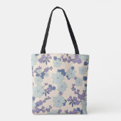 Blaue Blumen, violette Blumen, Blumenmuster Tasche (Rückseite)
