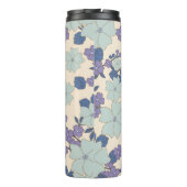 Blaue Blumen, violette Blumen, Blumenmuster Thermosbecher (Rückseite)