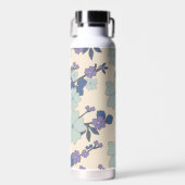 Blaue Blumen, violette Blumen, Blumenmuster Trinkflasche (Vorne)