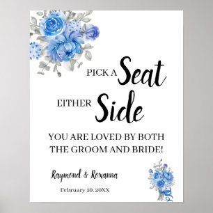 Blaue Blumen Wählen Sie einen Platz auf beiden Sei Poster