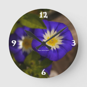 Blaue Blumen-Wand-Uhr Runde Wanduhr