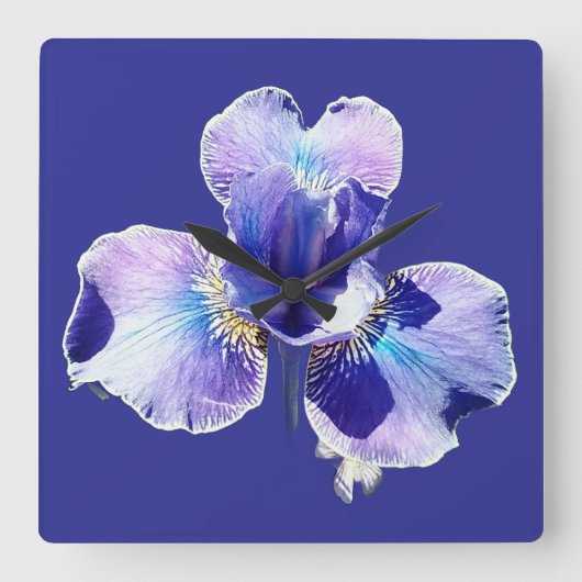 Blaue Blumen Wanduhr (Vorderseite)