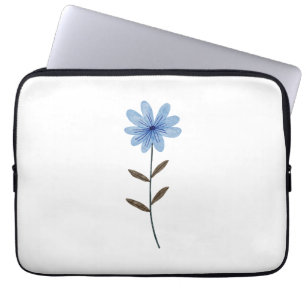 Blaue Blumen-Wasserfarbe Elegante Blumenkunst-Illu Laptopschutzhülle