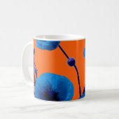 Blaue Blumen-Wasserfarben-Mohnblumen-Sommer-Sonnen Kaffeetasse (Vorderseite Links)