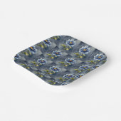 Blaue Blumen Wasserfarben Muster Pappteller (Gewinkelt)