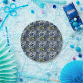 Blaue Blumen-Wasserfarben-Muster Pappteller (Party)