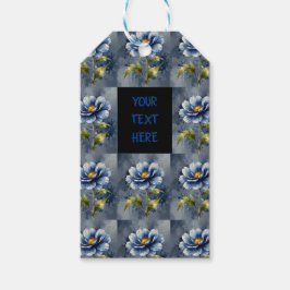 Blaue Blumen-Wasserfarbenmuster Geschenkanhänger
