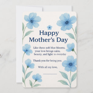 Blaue Blumen-Watercolor-Muttertags-Karte Geschenk Feiertagskarte