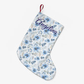 Blaue Blumen-Weihnachtsstrumpf Kleiner Weihnachtsstrumpf (Vorderansicht (hängend))