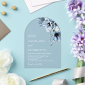 Blaue Blumen Weiß Acryleinladungen (Insitu (Hochzeit))