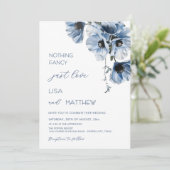 Blaue Blumen Weiß Einladung (Stehend Vorderseite)