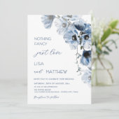 Blaue Blumen Weiß Einladung (Stehend Vorderseite)