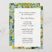 Blaue Blumen, weiße Blume, Blumengeburt Einladung (Vorne/Hinten)