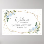 Blaue Blumen, weiße Blume, Boho, Begrüßung Poster (Vorne)