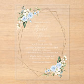 Blaue Blumen, weiße Blume, Boho, Brautparty Acryleinladungen (Vorderseite)
