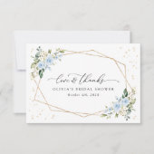 Blaue Blumen, weiße Blume, Boho, Brautparty Dankeskarte (Vorderseite)