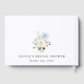 Blaue Blumen, weiße Blume, Boho, Brautparty Gästebuch (Rückseite)