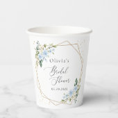 Blaue Blumen, weiße Blume, Boho, Brautparty Pappbecher (Rückseite)