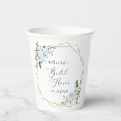 Blaue Blumen, weiße Blume, Boho, Brautparty Pappbecher (Vorderseite)