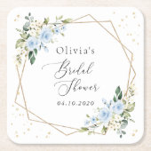 Blaue Blumen, weiße Blume, Boho, Brautparty Rechteckiger Pappuntersetzer (Vorderseite)