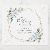 Blaue Blumen, weiße Blume, Boho, Brautparty Schaumweinetikett (Einzelnes Label)