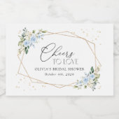 Blaue Blumen, weiße Blume, Boho, Brautparty Schaumweinetikett (Einzelnes Label)